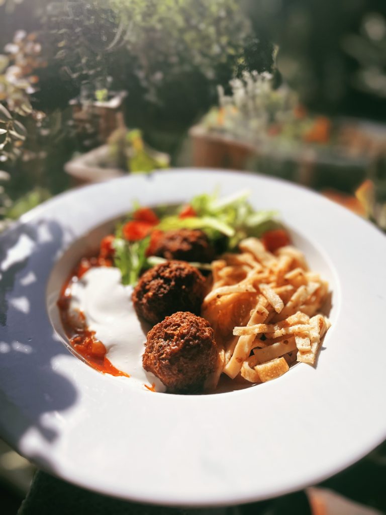 Hortobágyi húsos gombócok, lecsóval, fridatto módra